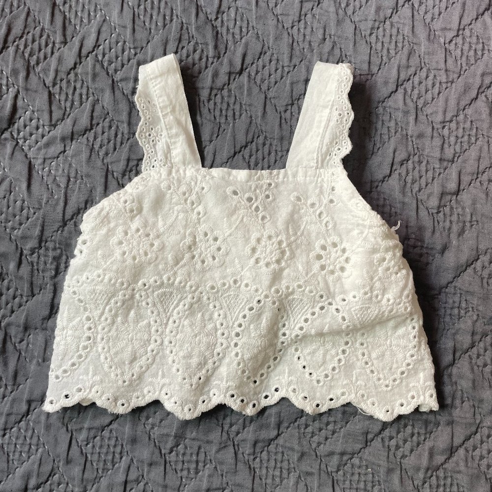 White Eyelet Lace Crop Top